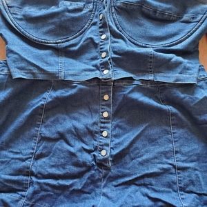 A demin top with matching shorts